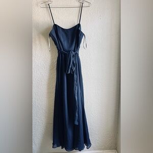 Vera Wang WHITE label midnight blue maxi gown formal bridesmaid dress size 12